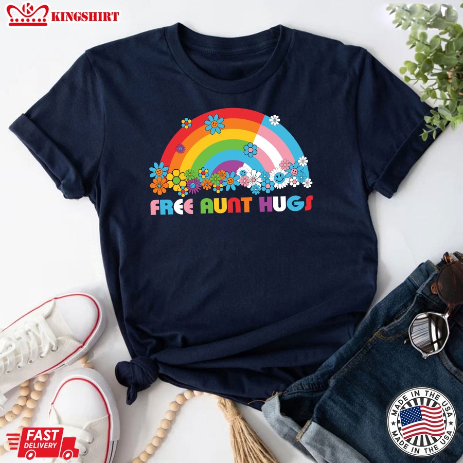 Free Aunt Hugs LGBT Transgender Rainbow LGBTQ+ Pride T-Shirt