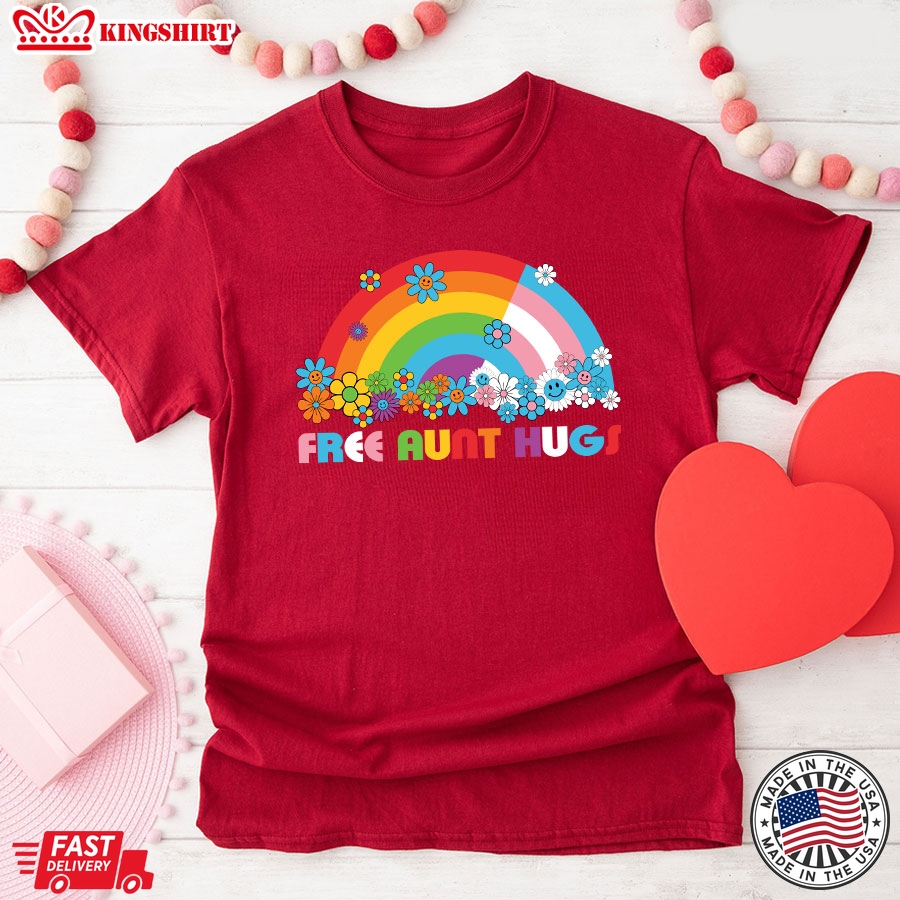 Free Aunt Hugs LGBT Transgender Rainbow LGBTQ+ Pride T-Shirt