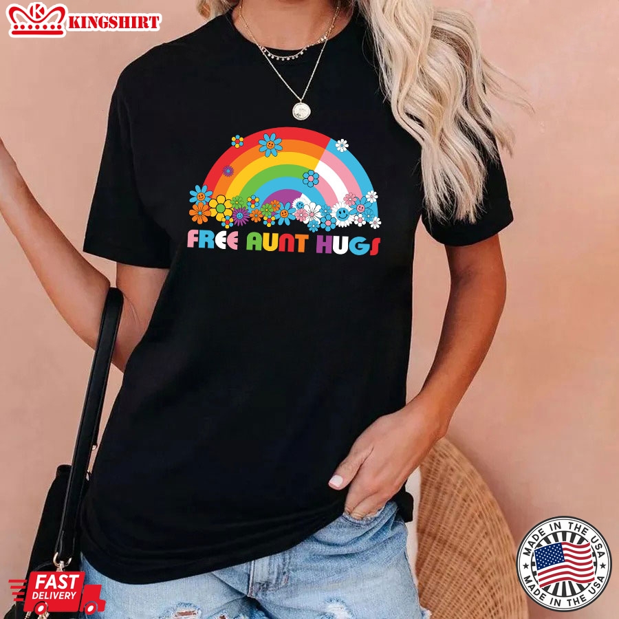 Free Aunt Hugs LGBT Transgender Rainbow LGBTQ+ Pride T-Shirt