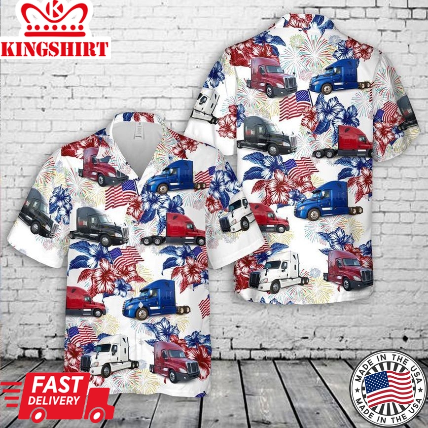 Freightliner Cascadia 4Th Of July Trendy Hawaiian Shirt