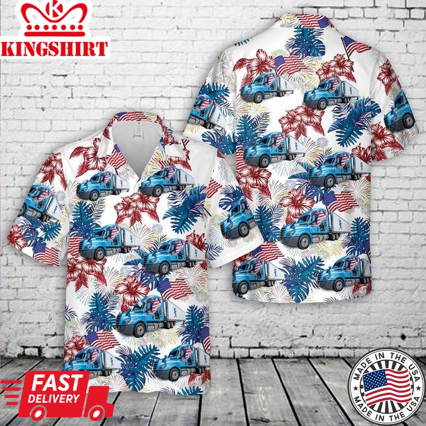 Freightliner New Cascadia Continental Patriotic Truck 4Th Of July Trendy Hawaiian Shirt