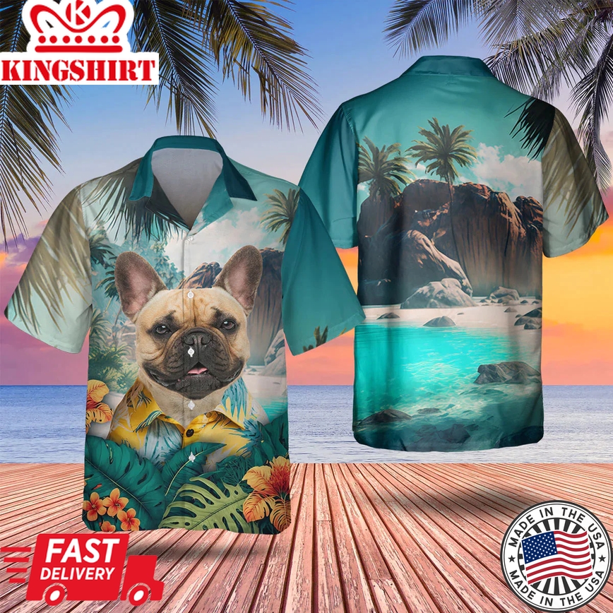 French Bulldog 3D Tropical Trendy Hawaiian Shirt, Dog Trendy Hawaiian Shirt, Gifts For Dog Lover