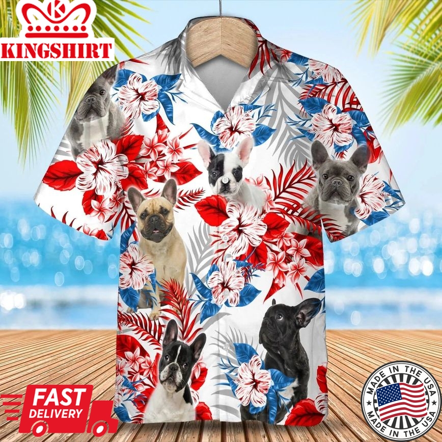 French Bulldog American Flag Hawaiian Shirt