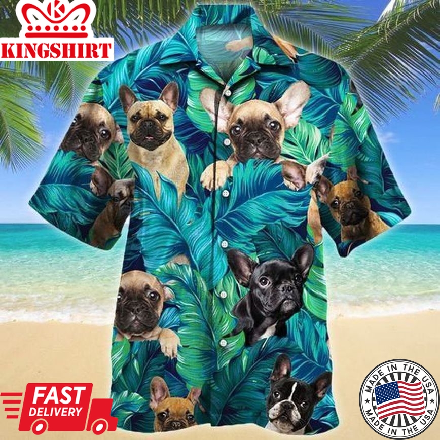 French Bulldog Dog Lovers Hawaiian Style For Summer All Printed 3D Trendy Hawaiian Shirt