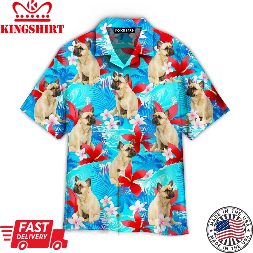 French Bulldog Happy With Summer Beach Pattern Trendy Hawaiian Shirt For Aloha Shirt