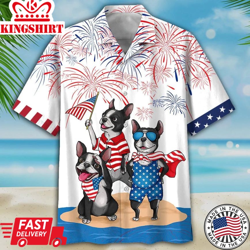 French Bulldog Independence Aloha Hawaiian Shirt