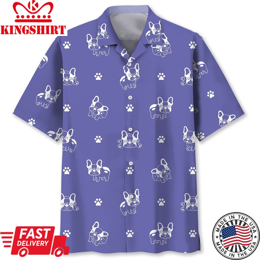 French Bulldog Purple Trendy Hawaiian Shirt