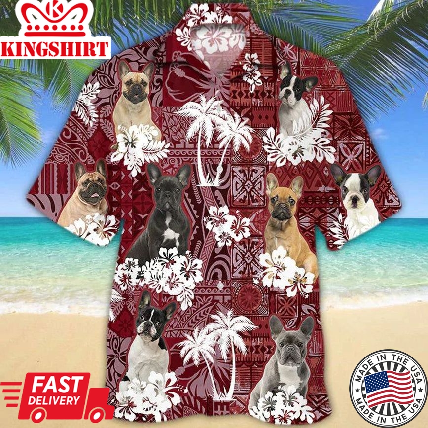 French Bulldog Red Hawaiian Shirt, Gift For Dog Lover Shirts, Animal Summer Shirts