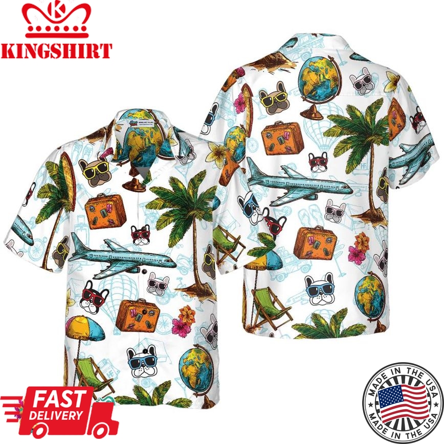 French Bulldog Sunglasses Aloha Hawaiian Shirt