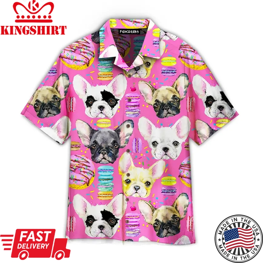 French Bulldog Sweet Dessert Pattern Trendy Hawaiian Shirt For Aloha Shirt