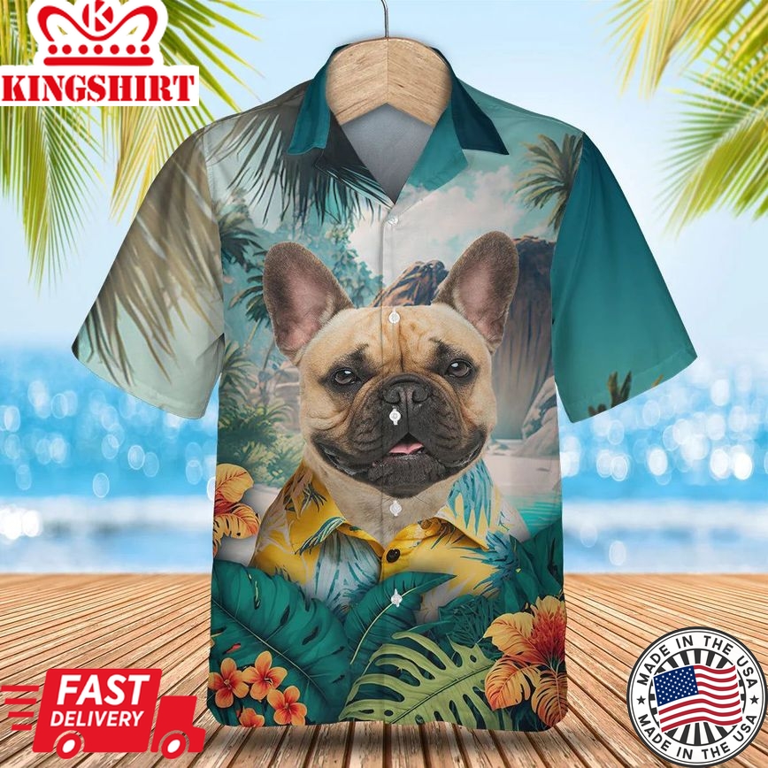 French Bulldog Tropical Delight - Embrace the Aloha Spirit with this 3D Trendy Hawaiian Shirt