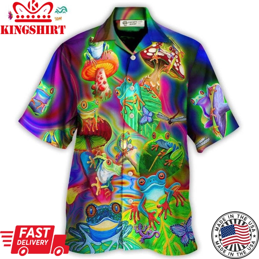 Frog Colorful Tropical Enjoying A Day Of Fun Hawaiian Shirt