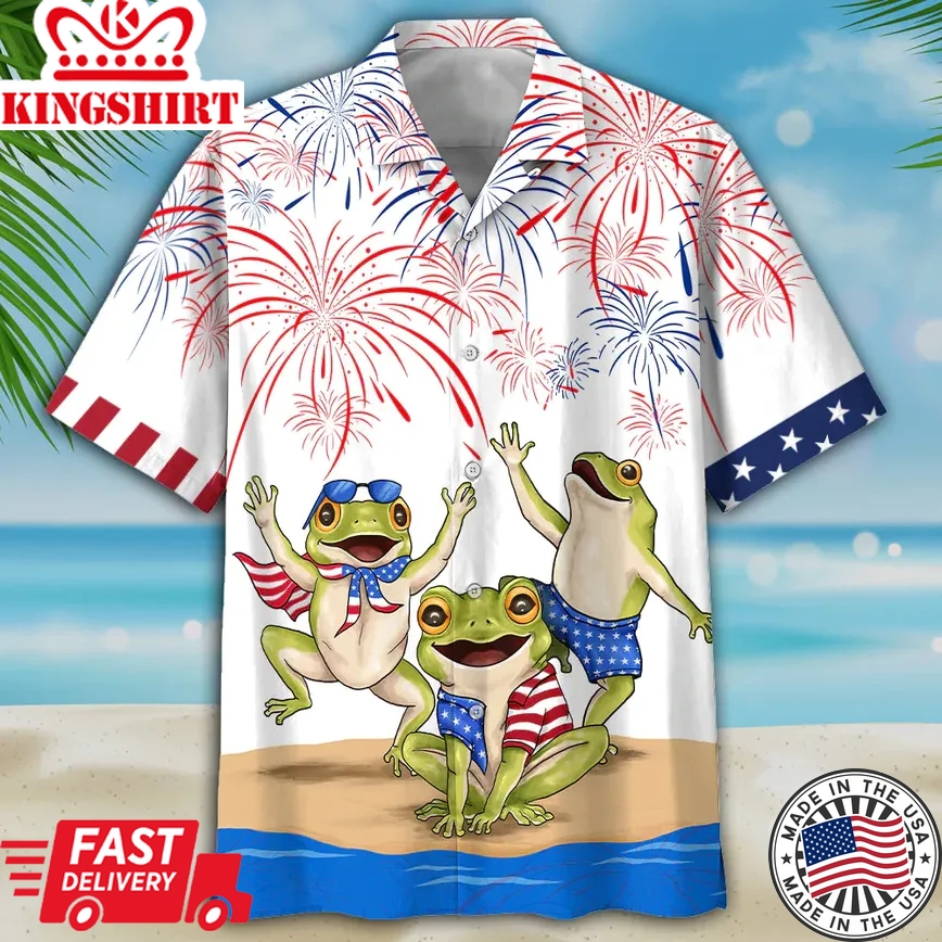 Frogs 4Th Of July Trendy Hawaiian Shirt Independence Day Is Coming, Usa Patriotic Trendy Hawaiian Shirt