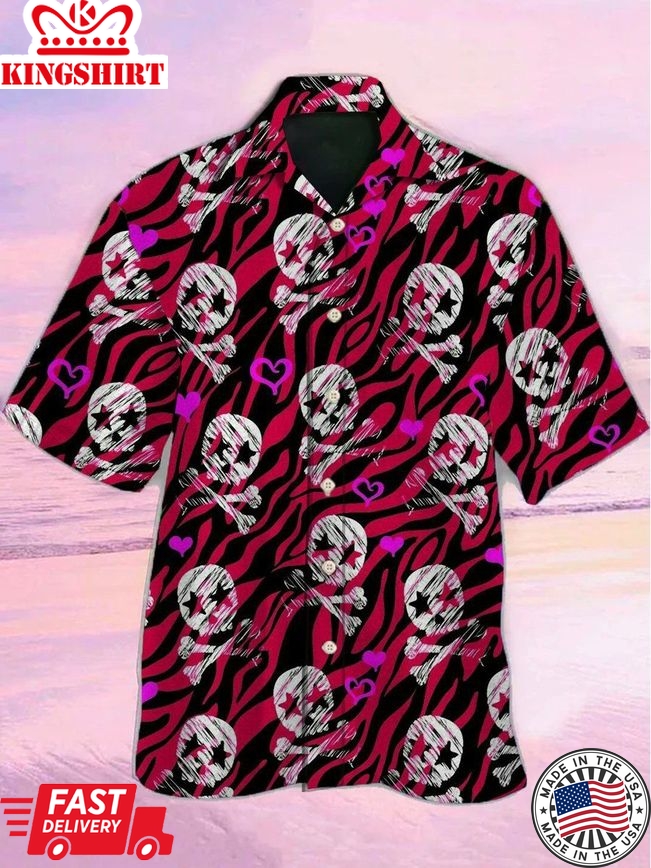 Full Print Skull Short Sleeve Hawaiian Shirt