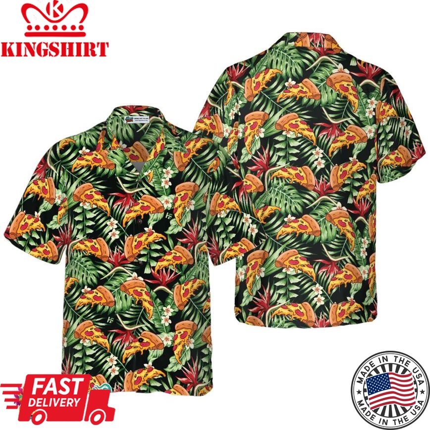 Funky Tropical Pizza Shirt For Men Hawaiian Shirt