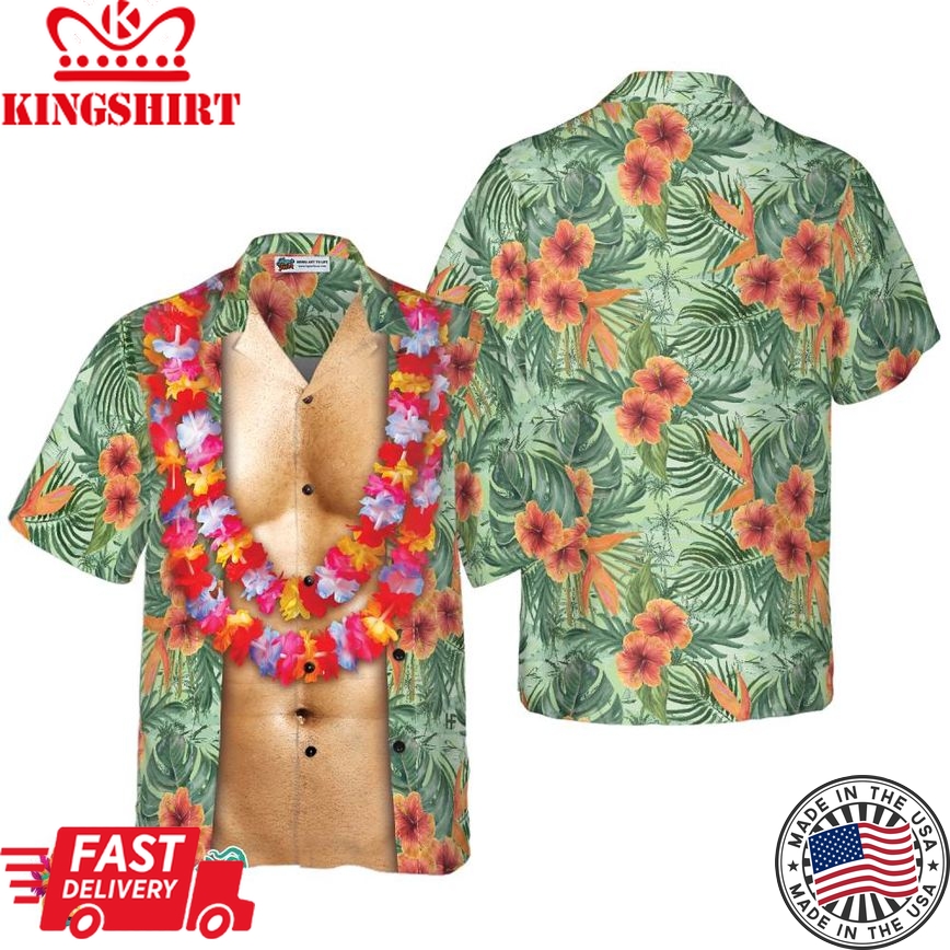 Funny Aloha Tropical Flowers Costume Men Hawaiian Shirt