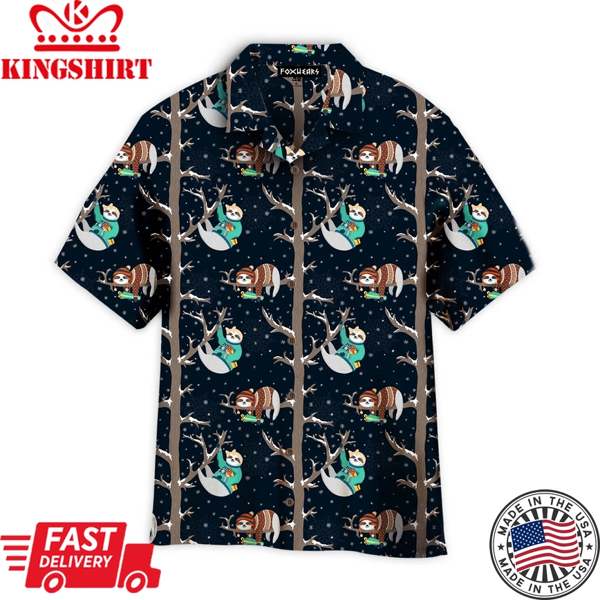 Funny Baby Sloths Sleeping On The Tree Trendy Hawaiian Shirt For Aloha Shirt