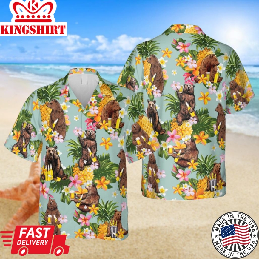 Funny Bear And Beer Hawaii Shirt, Camping Kahala Shirt