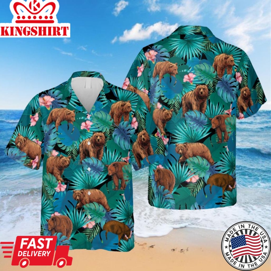 Funny Bear Trendy Hawaiian Shirt, Gift For Him