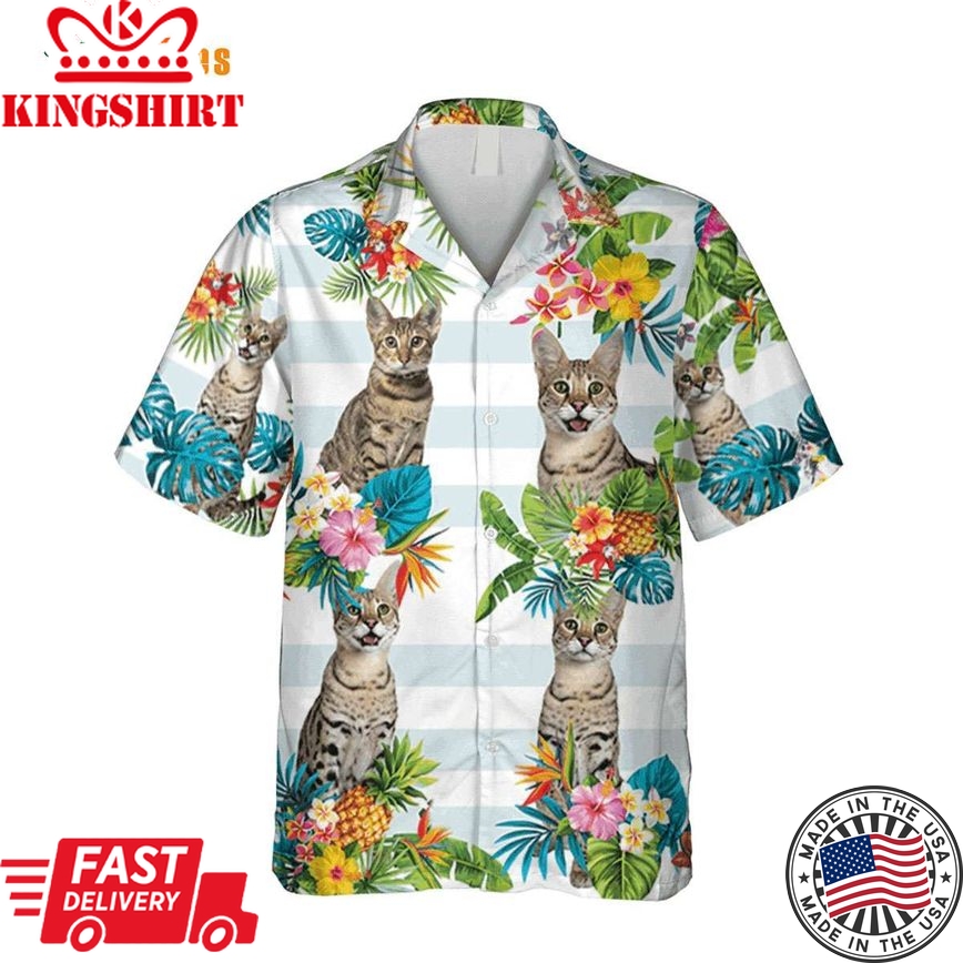 Funny Bengal Cat Summer Vibe, Cat Trendy Hawaiian Shirt Perfect Gifts For Your Loved Ones