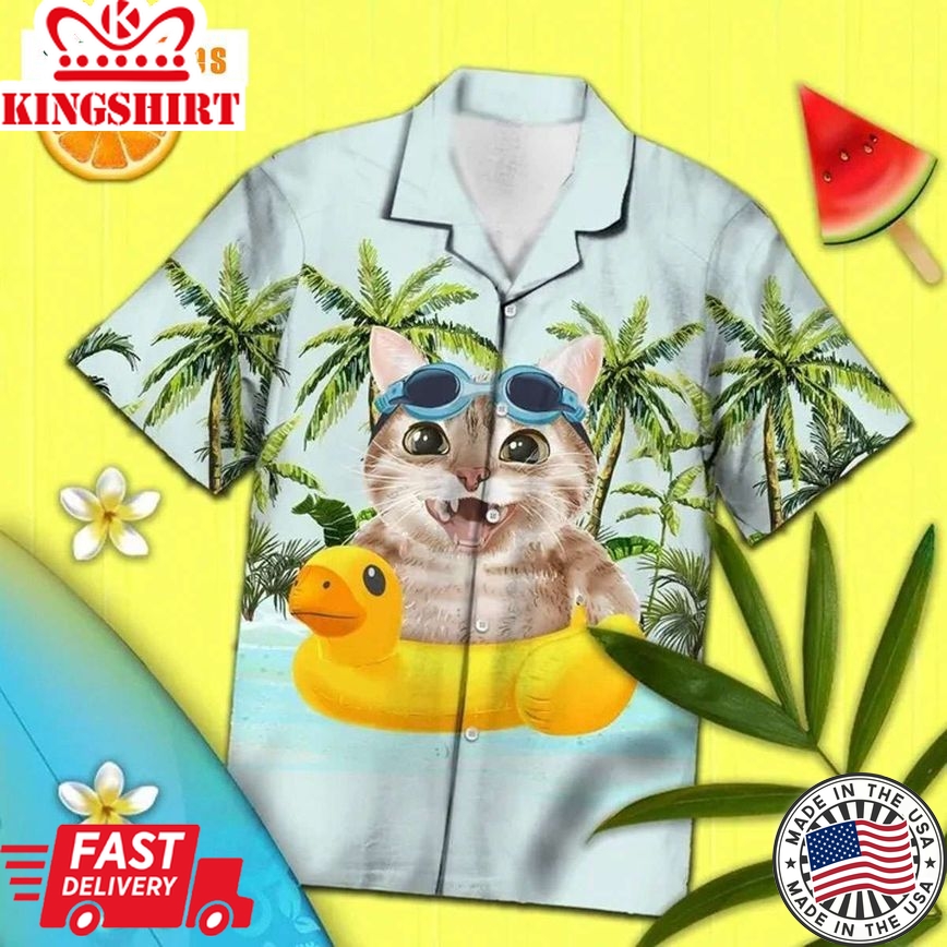 Funny Cat Beach Time Summer Vibe, Cat Trendy Hawaiian Shirt Perfect Gifts For Your Loved Ones