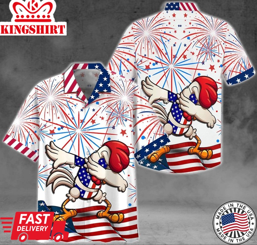 Funny Chicken For 4Th July Hawaiian Aloha Shirt, Chicken Lover Trendy Hawaiian Shirt For Summer Gifts