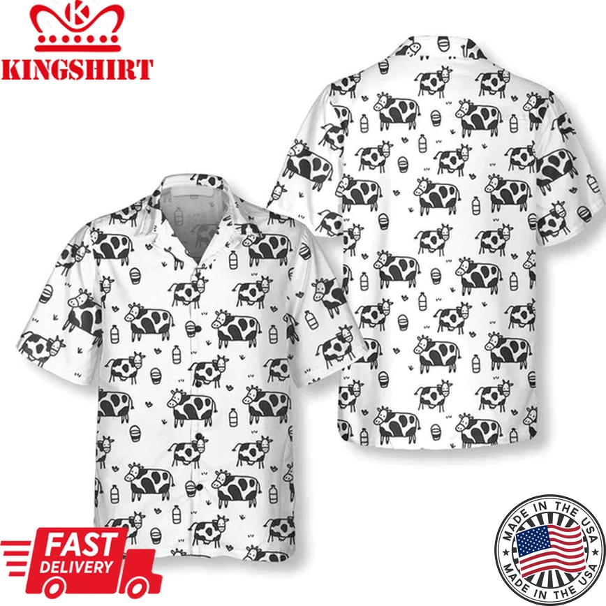 Funny Cow Pattern All Printed 3D Trendy Hawaiian Shirt, Summer Gifts For Men And Women