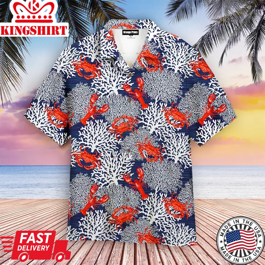 Funny Crabs And Lobsters Summer Trendy Hawaiian Shirt, Crab Lover Trendy Hawaiian Shirt For Summer Gifts