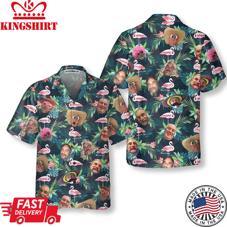 Funny Custom Face Flamingo Hawaiian Shirt