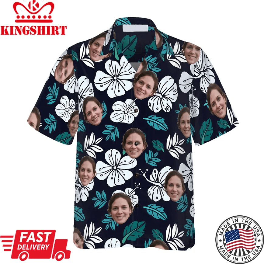 Funny Custom Face Floral Pattern Seamless 01 Custom Trendy Hawaiian Shirt