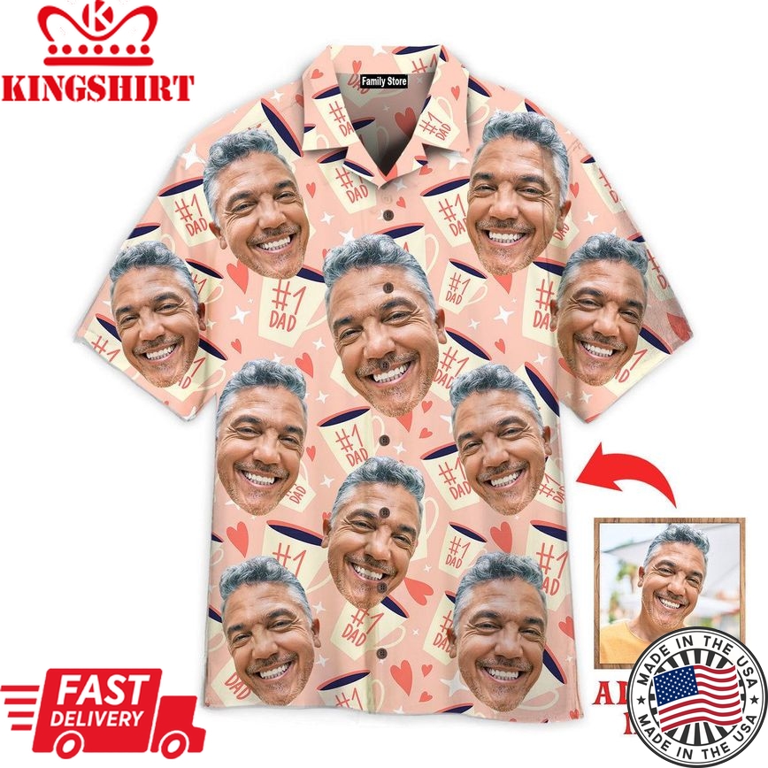 Funny Custom Face Happy Guy Number One Dad Gift For Father Custom Hawaiian Shirt