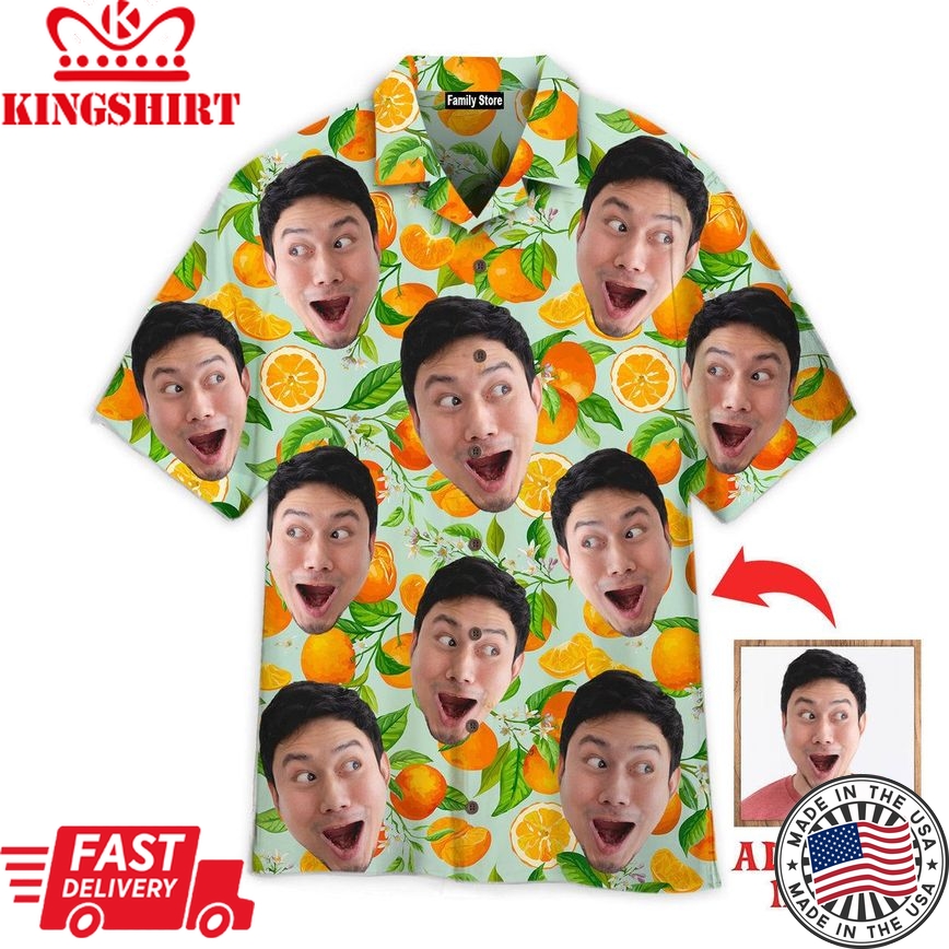 Funny Custom Face On Fall Seamless Leaves Custom Hawaiian Shirt