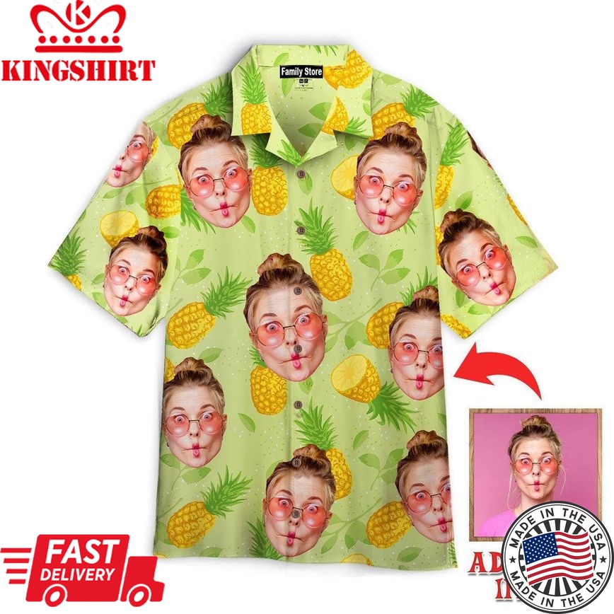 Funny Custom Face Summer Pineapples Custom Hawaiian Shirt