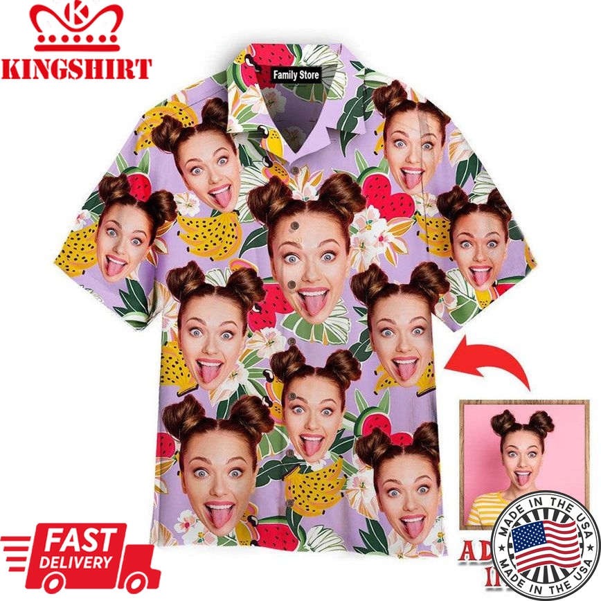 Funny Custom Face Tropical Flower Fruits Custom Hawaiian Shirt