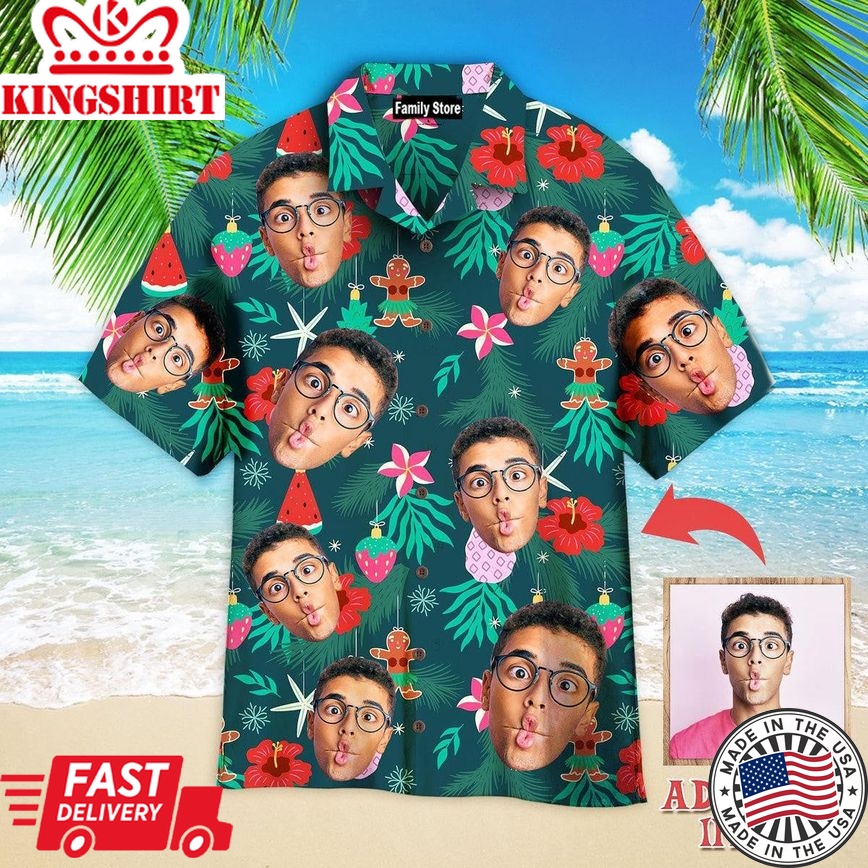 Funny Face Christmas Tropical Style Custom Hawaiian Shirt