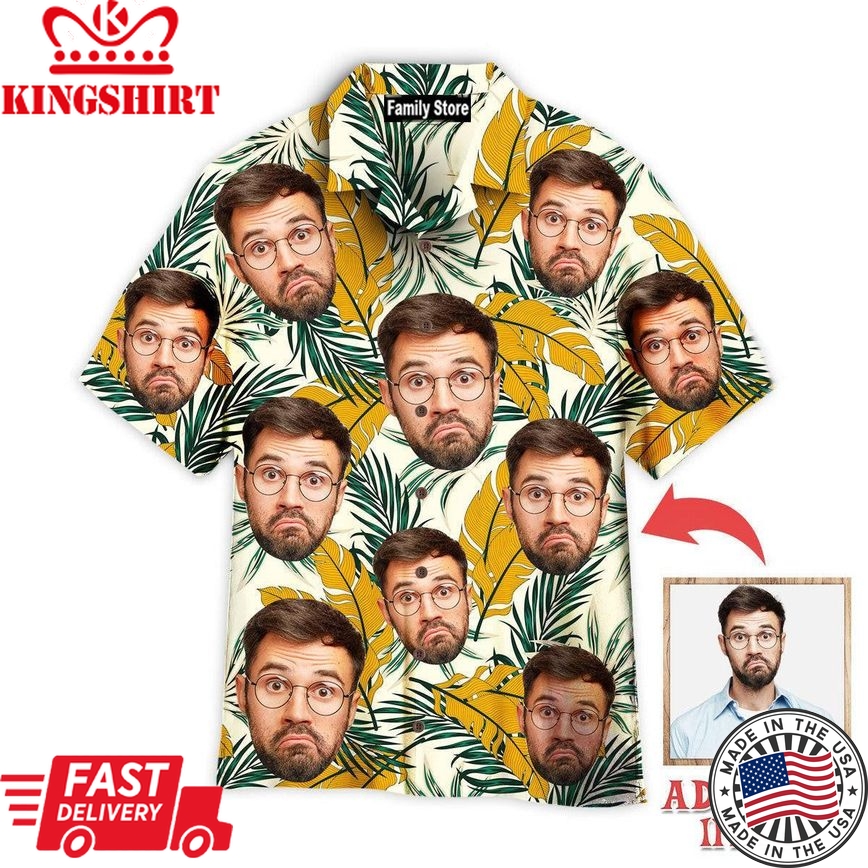 Funny Face On Tropical Pattern Custom Hawaiian Shirt