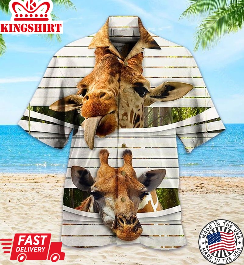 Funny Giraffe Brown Trendy Hawaiian Shirt 3D Summer Gifts