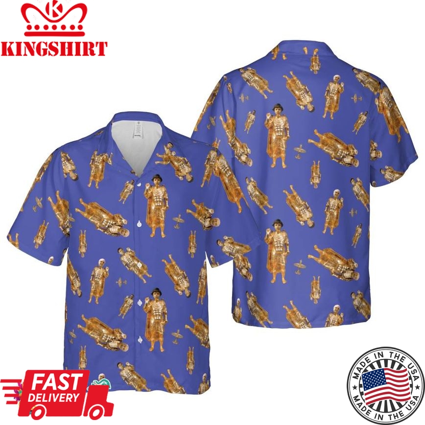 Funny Golden Statue Pattern Hawaiian Shirt