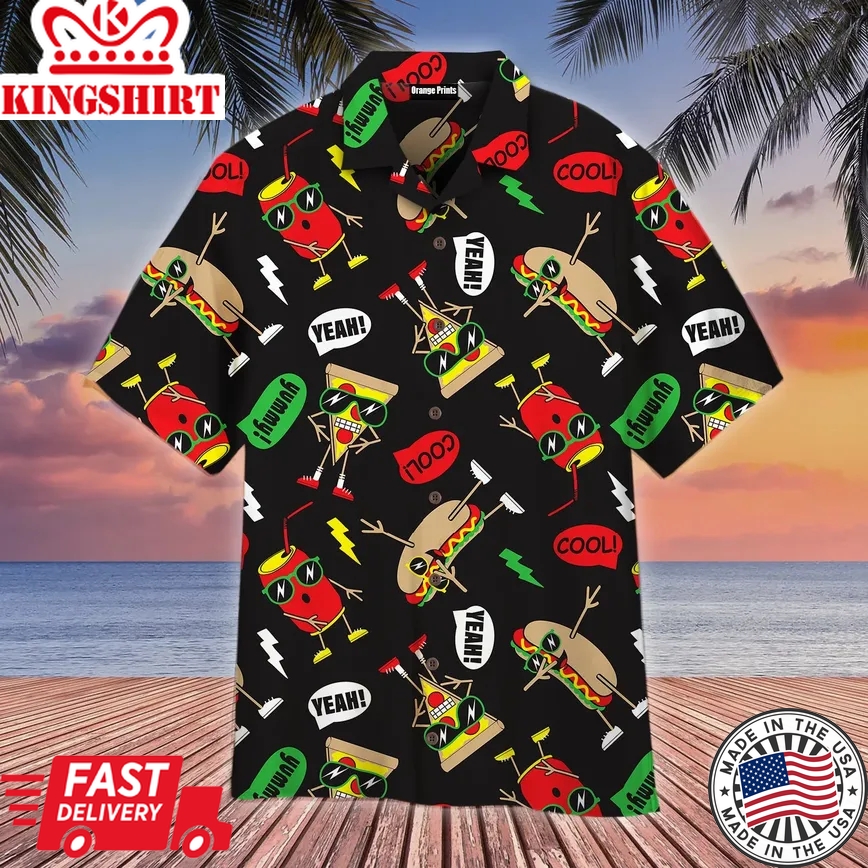 Funny Hot Dog Slice Pizza Trendy Hawaiian Shirt