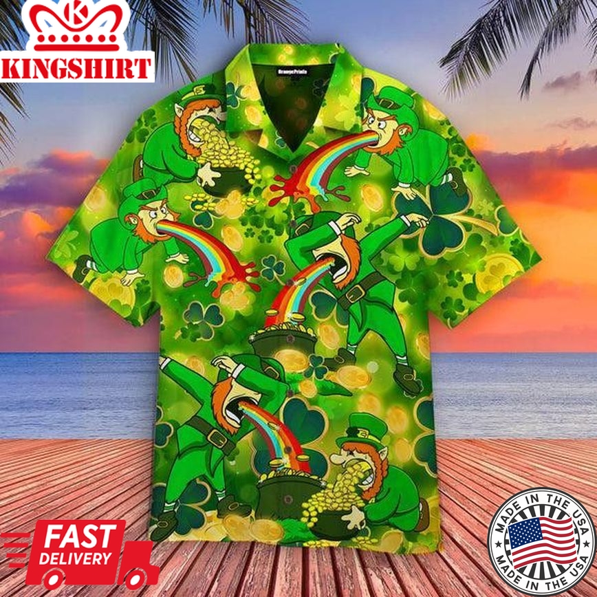 Funny Leprechaun St. Patrick's Day Trendy Hawaiian Shirt For