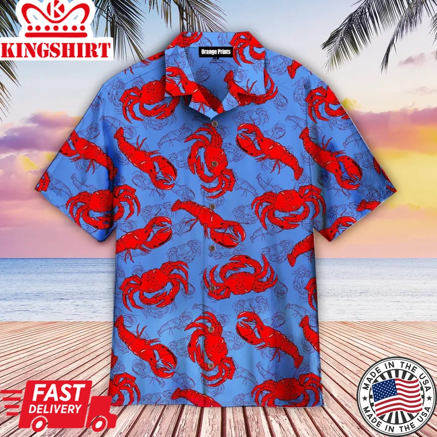 Funny Lobster And Crab Trendy Hawaiian Shirt, Crab Lover Trendy Hawaiian Shirt For Summer Gifts