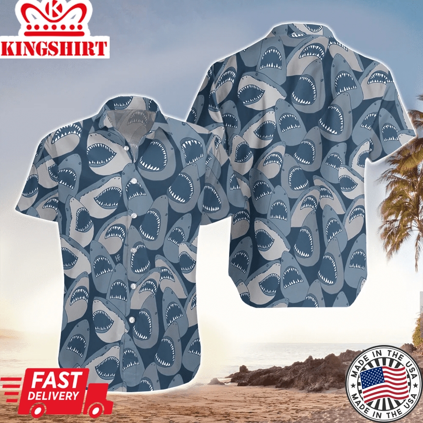 Funny Pattern Shark Trendy Hawaiian Shirt For Shark Lovers