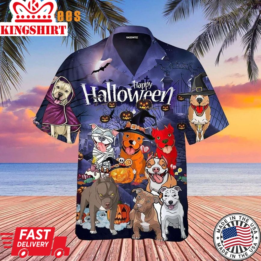 Funny Pitbull Halloween Trendy Hawaiian Shirt, Dog Trendy Hawaiian Shirt Perfect Gifts For Your Loved Ones