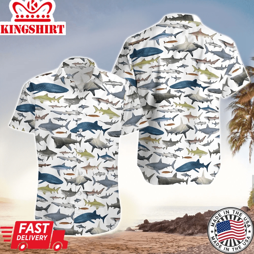 Funny Shark Trendy Hawaiian Shirt, Perfect Aloha Shirt For Shark Lover