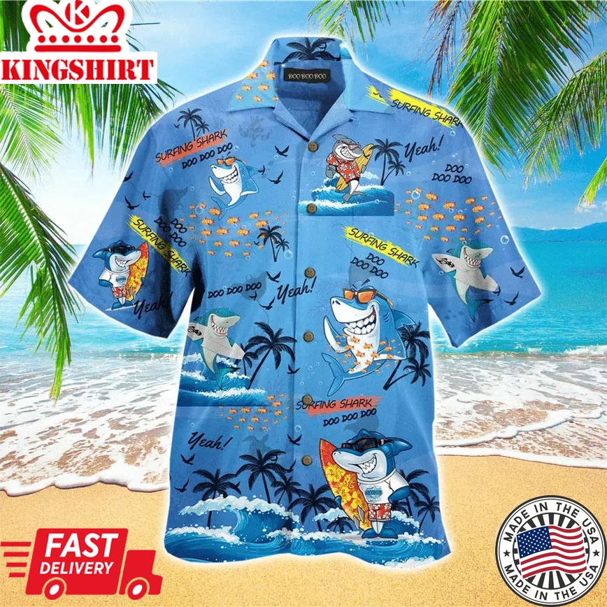 Funny Shark Trendy Hawaiian Shirt, Perfect Trendy Hawaiian Shirt For Shark Lover