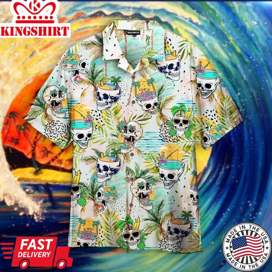 Funny Skull Head In The Summer Trendy Hawaiian Shirt