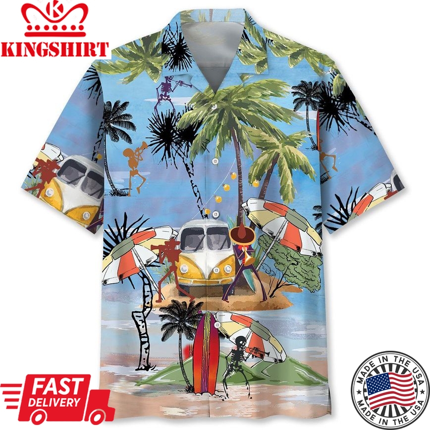 Funny Trumpet On Beach Trendy Hawaiian Shirt