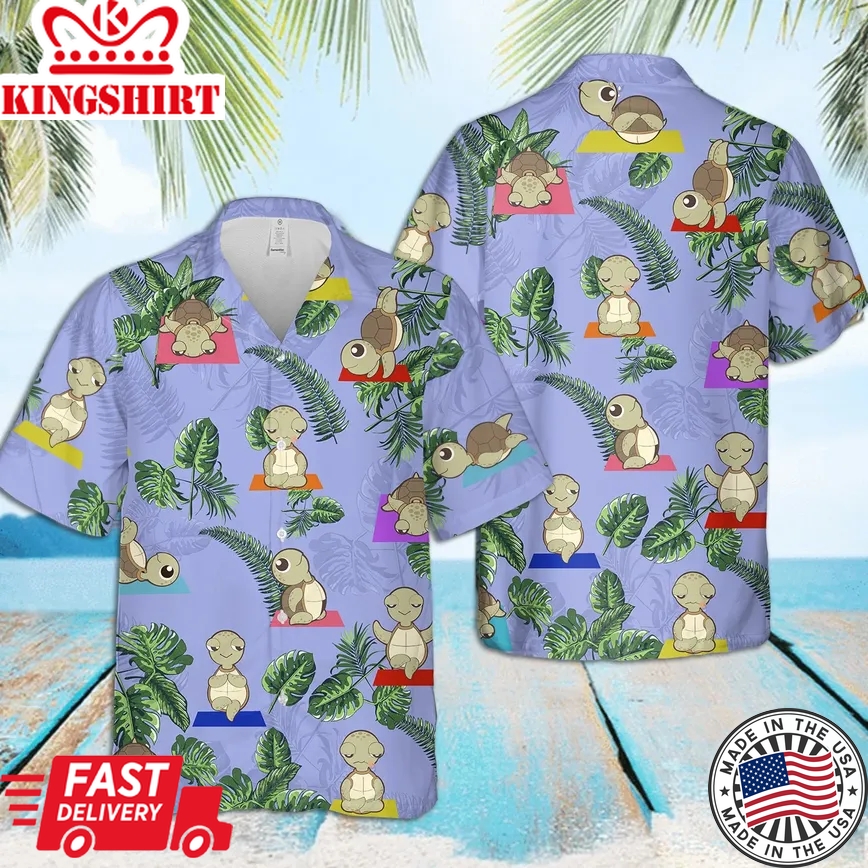 Funny Turtle Yoga Practice Trendy Hawaiian Shirt, Turtle Lover Trendy Hawaiian Shirt For