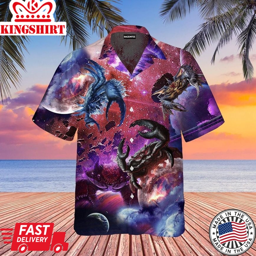 Galaxy Crab Get Crackin Trendy Hawaiian Shirt For