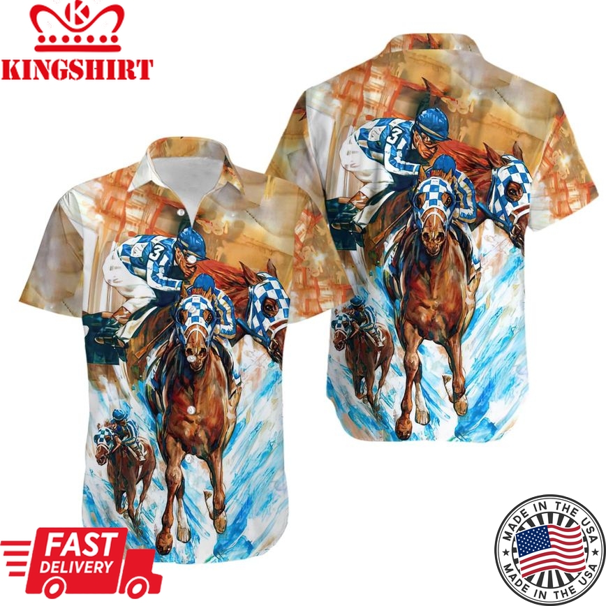 Galloping Glory: Horse Racing Theme Hawaiian Shirt